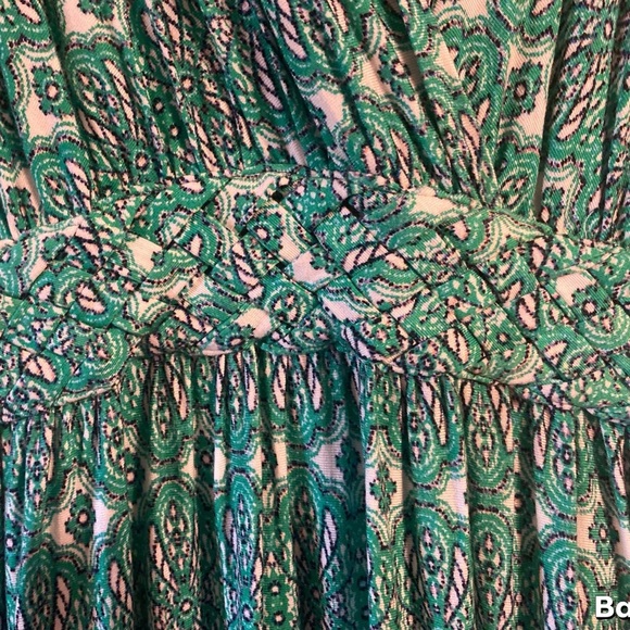 Spense Artsy Maxi Dress S Baby Doll Halter V-neck Cinch Waist Paisley Sleeveless - Picture 5 of 9